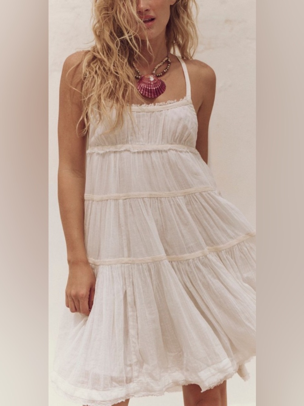 NWT
FREE PEOPLE, Isla Mini Dress
Ivory Gauze, tiered babydoll
size medium